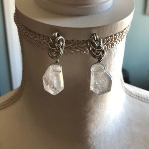 Chunky clear silver tone stud earrings.